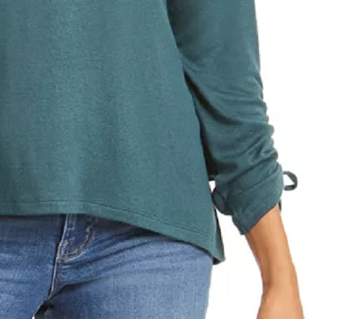 Top feminino com cordão e punhos estilo Style &amp; Co, verde médio, tamanho extra grande