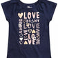 Camiseta infantil Epic Threads Love para meninas, azul escuro, tamanho 2T