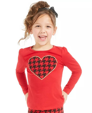 Epic Threads Toddler Girl's Houndstooth Heart T-Shirt Dark Red Size 3T