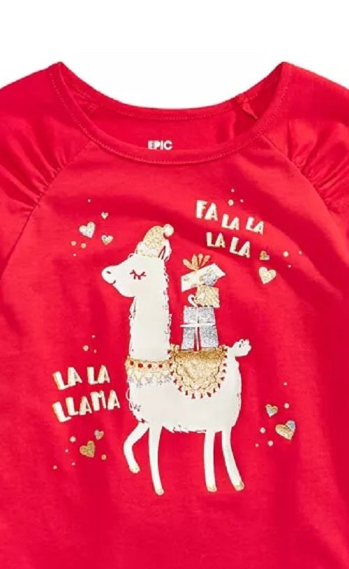 Camiseta infantil feminina Epic Threads Festive Llama, vermelha escura, tamanho 3T
