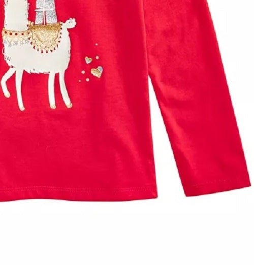 Camiseta infantil feminina Epic Threads Festive Llama, vermelha escura, tamanho 3T
