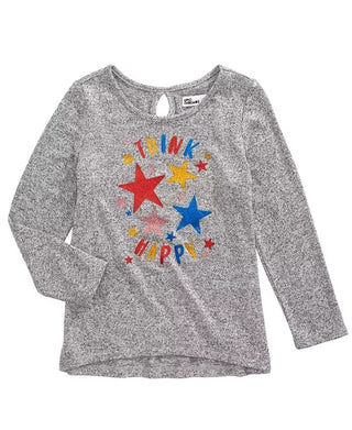Camiseta infantil Epic Threads Happy Thoughts para meninas, cinza escuro, tamanho 3T