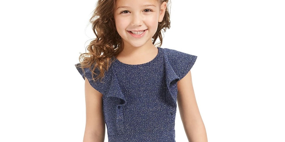 Vestido infantil de malha metálica esvoaçante Epic Threads para meninas, azul, tamanho 3T