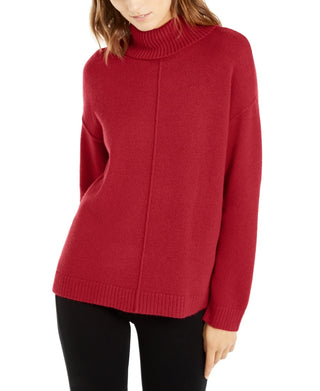 Blusa feminina Alfani de gola alta com ombro caído, vermelha, tamanho grande