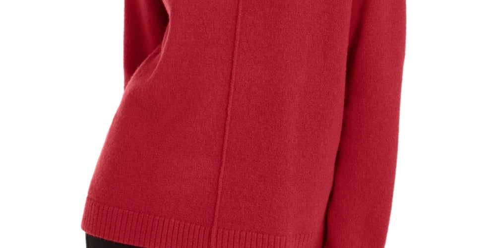 Blusa feminina Alfani de gola alta com ombro caído, vermelha, tamanho grande