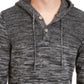 Sun + Stone Moletom com capuz Henley mesclado masculino, preto, tamanho pequeno