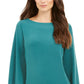 JM Collection Top feminino com ilhós e bainha cruzada, verde, tamanho médio
