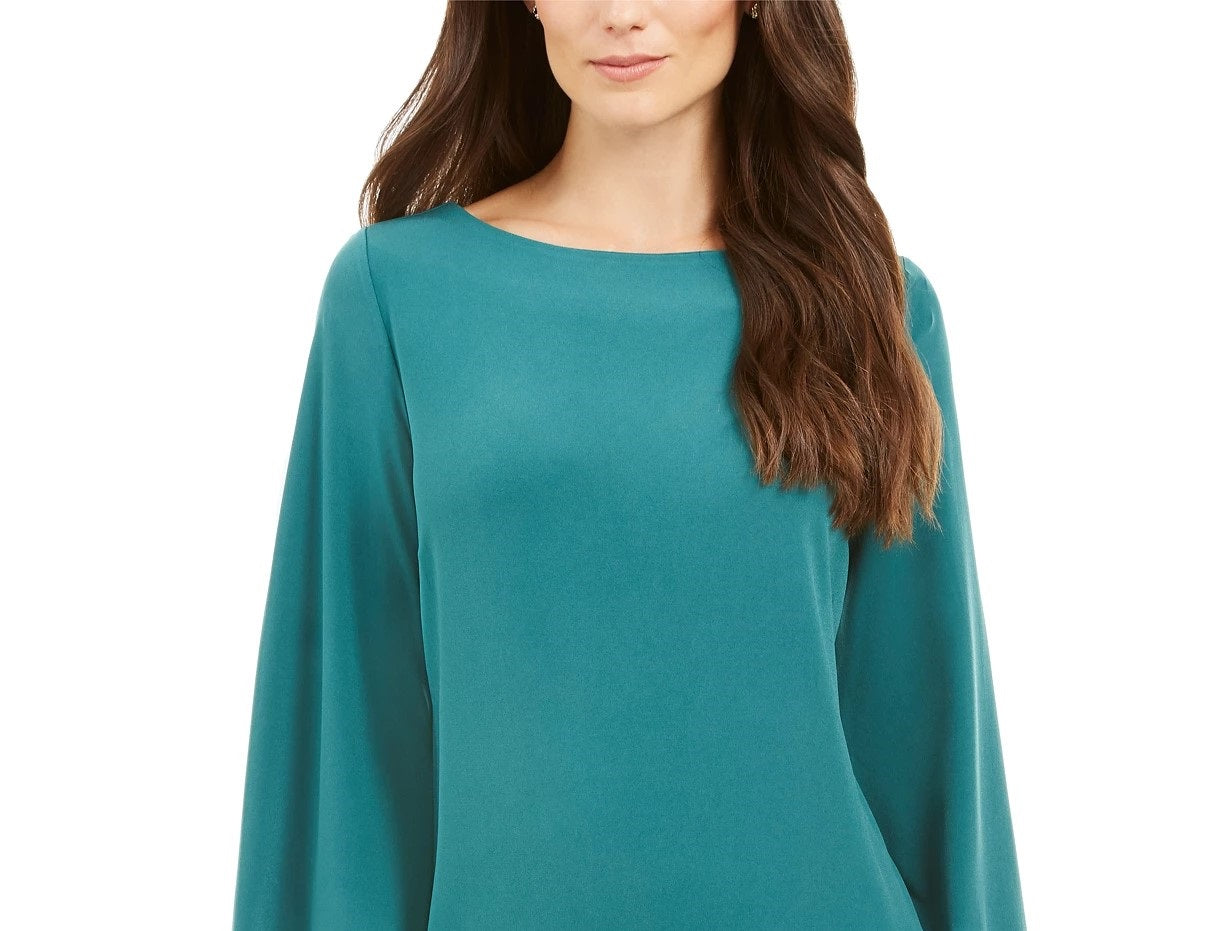 JM Collection Top feminino com ilhós e bainha cruzada, verde, tamanho médio