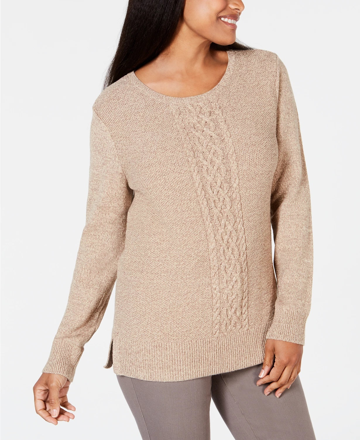 Karen Scott Suéter Feminino de Tricô com Painel Marrom Tamanho XS