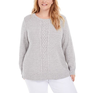 Karen Scott Suéter Feminino de Tricô com Painel Cinza Tamanho Médio