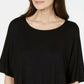 Blusa feminina Alfani com decote redondo e manga morcego, preta, tamanho pequeno