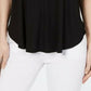 Blusa feminina Alfani com decote redondo e manga morcego, preta, tamanho pequeno