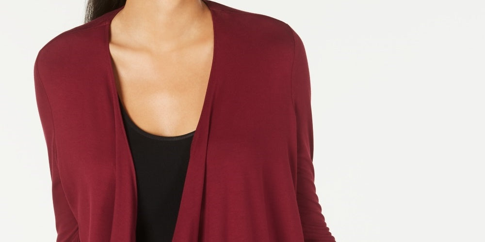 Cardigan feminino Alfani com frente aberta, vermelho, tamanho pequeno