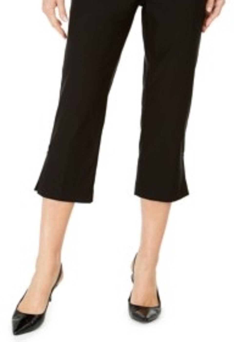 Calças de tornozelo com bainha enfeitada da coleção feminina JM, pretas, tamanho pequeno