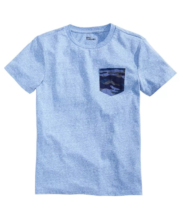 Camiseta camuflada com bolso para meninos Epic Threads Big Boy, tamanho médio, azul marinho