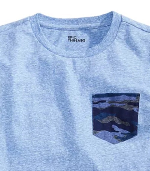 Camiseta camuflada com bolso para meninos Epic Threads Big Boy, tamanho médio, azul marinho