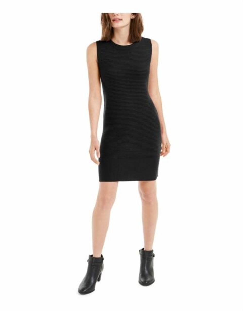 Vestido curto sem mangas com decote redondo e alças finas Maison Jules, preto, tamanho extragrande