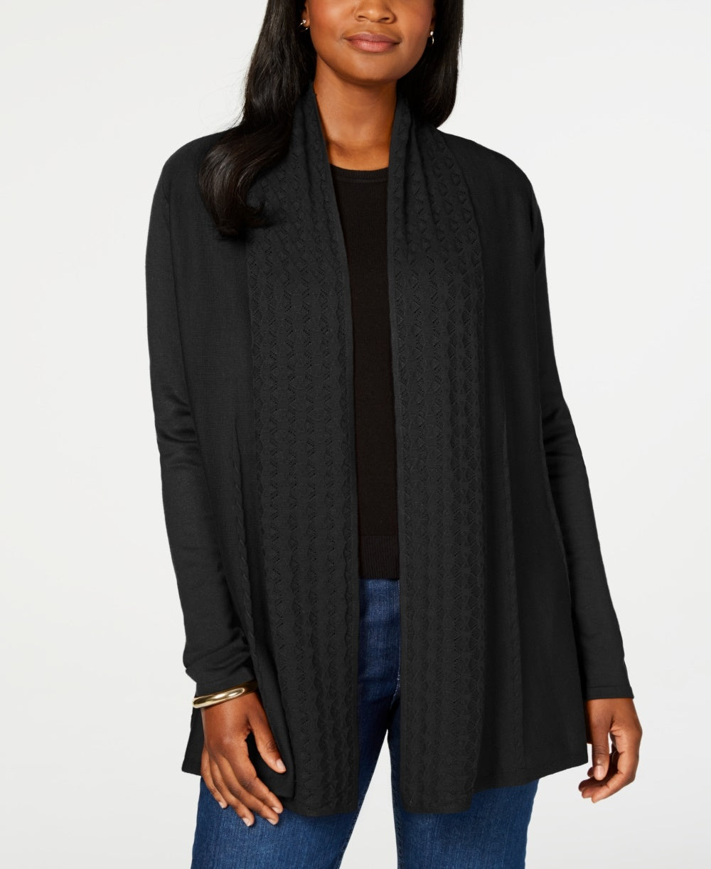 Karen Scott Cardigan Feminino Frente Aberta Preto Tamanho P