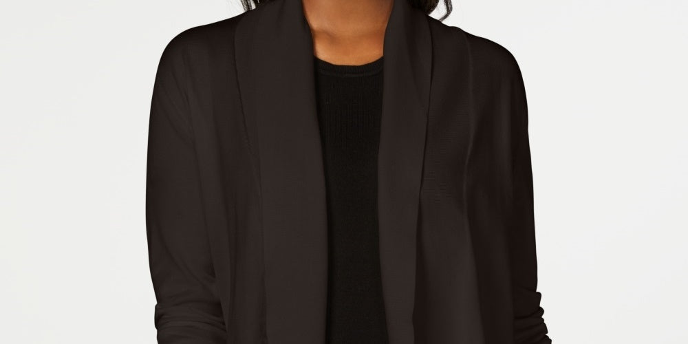 Karen Scott Cardigan Feminino Aberto na Frente Bege Escuro Tamanho Médio