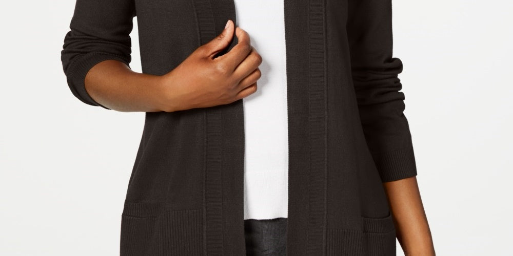 Karen Scott Cardigan Feminino Aberto na Frente Cáqui Tamanho Grande