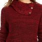 Suéter de malha feminino com gola envelope e bolso canguru, estilo &amp; co, vermelho, tamanho extragrande