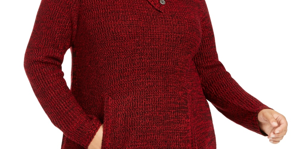Suéter feminino plus size com acabamento em botões, estilo &amp; co, vermelho, tamanho 0X