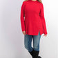 Suéter de malha canelada com cadarço e gola falsa feminino Style &amp; Co, vermelho, tamanho pequeno
