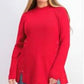 Suéter de malha canelada com cadarço e gola falsa feminino Style &amp; Co, vermelho, tamanho pequeno