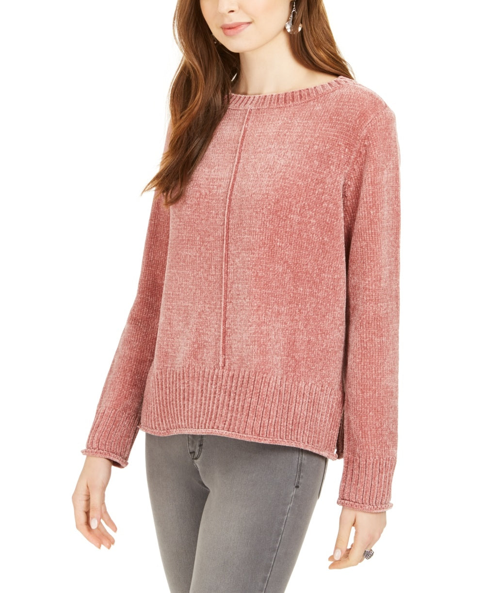 Blusa feminina texturizada mesclada manga comprida gola redonda roxo tamanho XX-G