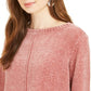 Blusa feminina texturizada mesclada manga comprida gola redonda roxo tamanho XX-G