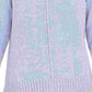 Blusa feminina mesclada de manga comprida e gola redonda, azul, tamanho pequeno grande