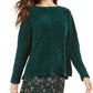 Suéter feminino texturizado canelado com manga 3/4 e gola redonda, tamanho pequeno, verde, estilo &amp; co