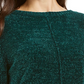 Suéter feminino texturizado canelado com manga 3/4 e gola redonda, tamanho pequeno, verde, estilo &amp; co