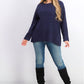 Suéter feminino de gola redonda mesclado estilo &amp; co, roxo escuro, tamanho pequeno