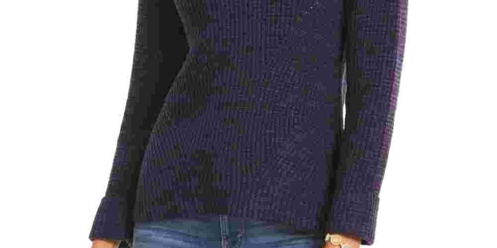 Suéter feminino texturizado de manga comprida com gola joia, tamanho pequeno, roxo, estilo &amp; co