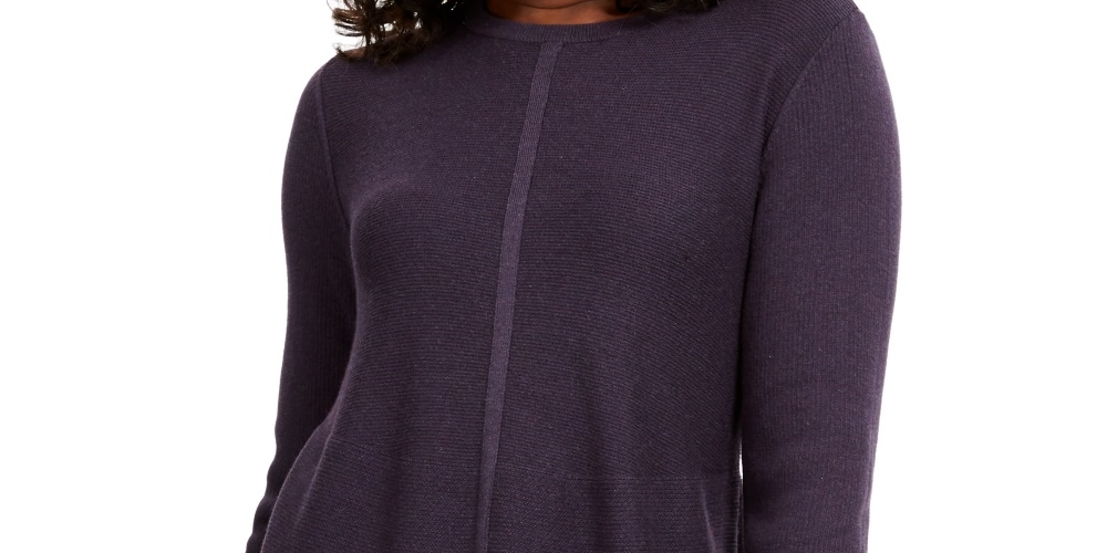 Túnica feminina de malha com pontos mistos, estilo &amp; co, roxa, tamanho extrapequeno