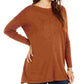 Suéter túnica feminino com costura frontal estilo &amp; co marrom tamanho extragrande