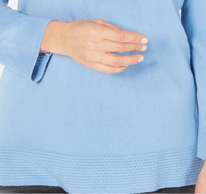 Karen Scott Suéter Feminino Gola Bateau Manga Longa Azul Tamanho P