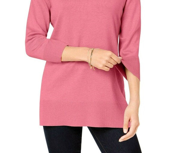 Karen Scott Suéter feminino de manga comprida com gola canoa, rosa, tamanho extra grande