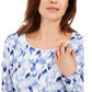 Blusa feminina Karen Scott com estampa decote redondo, azul, tamanho pequeno