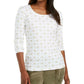 Blusa feminina Karen Scott com estampa de camelo brilhante, branca, tamanho médio
