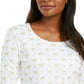 Blusa feminina Karen Scott com estampa de camelo brilhante, branca, tamanho médio