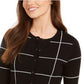 Cardigan feminino Charter Club com botões e vidraças, preto, tamanho extrapequeno