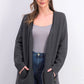 Cardigan feminino Charter Club Milano Cotton com abertura frontal, cinza, tamanho extragrande