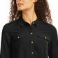 Camisa feminina Charter Club com dois bolsos, preta, tamanho extragrande