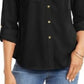 Camisa feminina Charter Club com dois bolsos, preta, tamanho extragrande