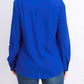 Camisa feminina Charter Club com dois bolsos, azul, tamanho médio