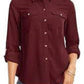 Camisa feminina pequena e lisa com botões Charter Club, tamanho vinho, médio
