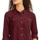 Camisa feminina pequena e lisa com botões Charter Club, tamanho vinho, médio