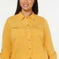Camisa feminina plus size com botões frontais Charter Club, dourada, tamanho 2X